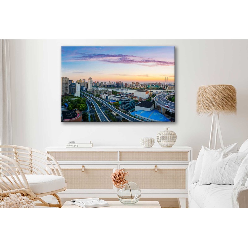 Bella Home Aerial View of Shanghai Cityscape Print Canvas Ready to hang