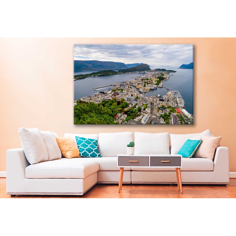Bella Home Aksla City Alesund Norway Aerial Print Canvas Ready to hang