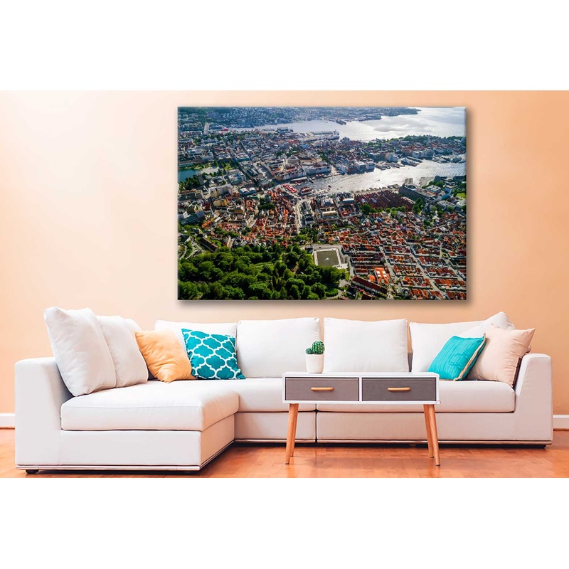 Bella Home Bergen City Aerial View Norway Print Canvas Ready to hang