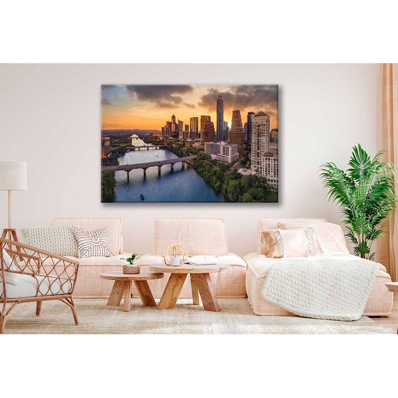 Bella Home Downtown Austin Texas Capital & River Print Canvas Ready to hang