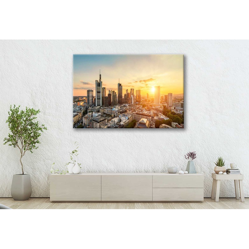 Bella Home Frankfurt Skyline & Finance District Print Canvas Ready to hang