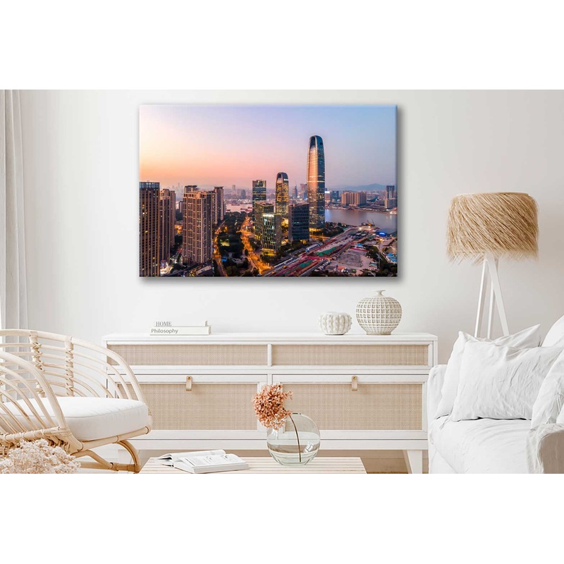 Bella Home Guangzhou City Aerial Photograph Print Canvas Ready to hang