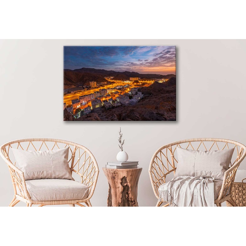 Bella Home Hatat Skyline Sunset View Muscat Print Canvas Ready to hang