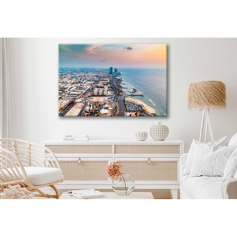 Bella Home Landscape View of Jeddah City Sea Print Canvas Ready to hang