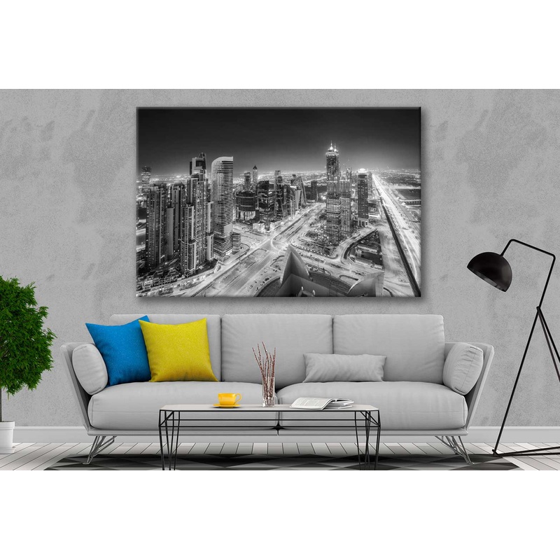Bella Home Lightning Thunderstorm Over City Print Canvas Ready to hang