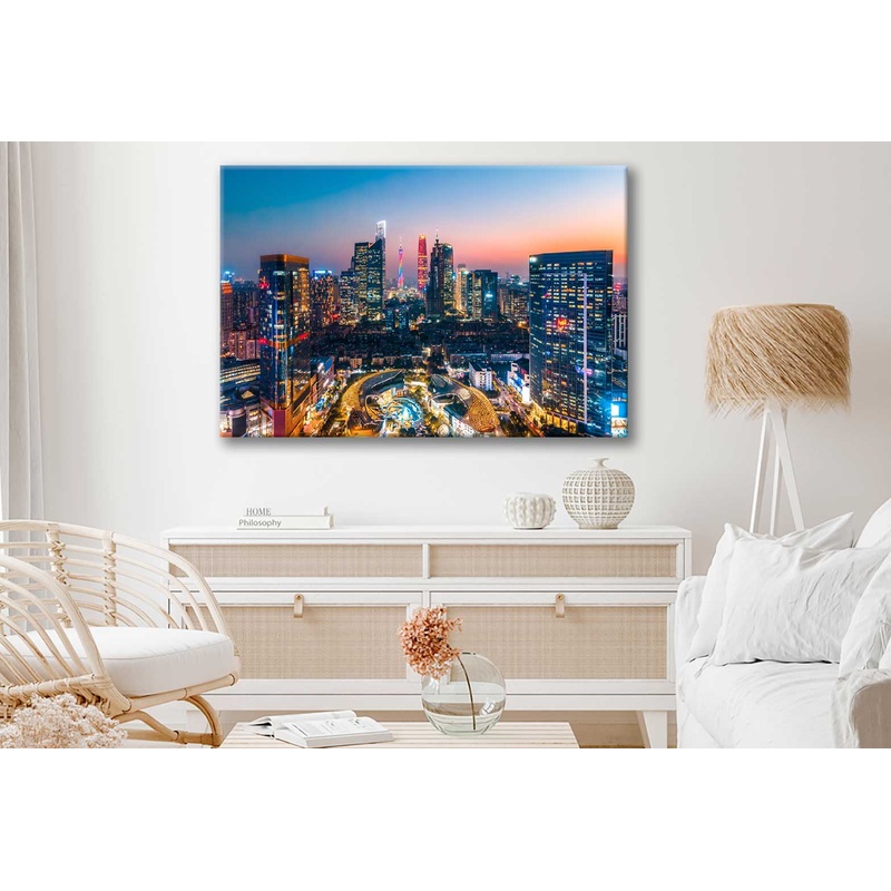Bella Home Newcastle City & Sea Aerial View Print Canvas Ready to hang