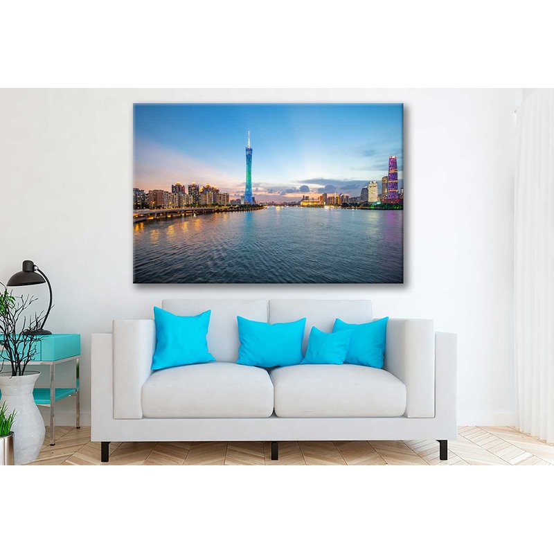 Bella Home Nur Sultan City Sunset Photograph Print Canvas Ready to hang