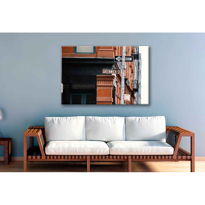 Bella Home One Way Sign On Greenwich St In USA Print Canvas Ready to hang