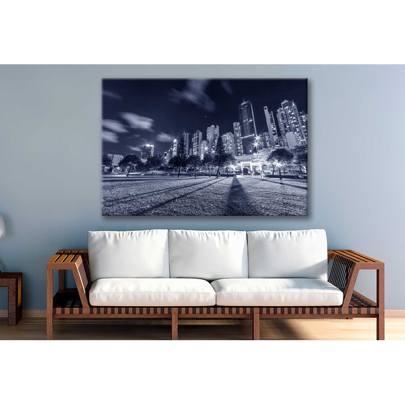 Bella Home Park in Hong Kong City Night B&W Print Canvas Ready to hang