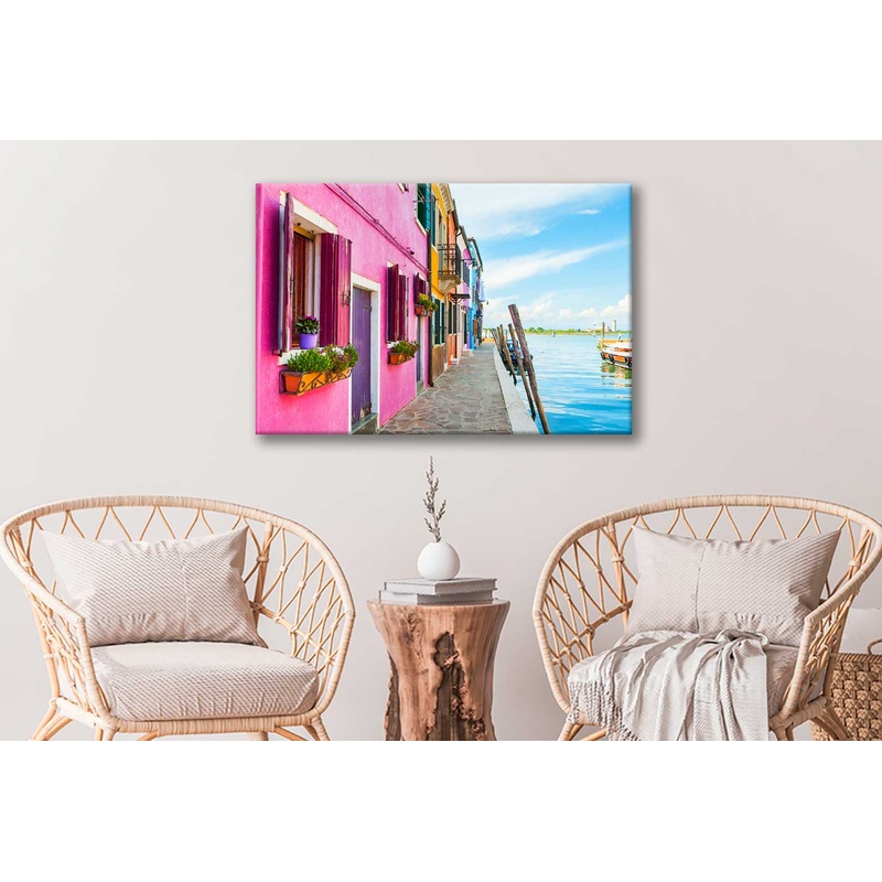 Bella Home Scenic Canal & Colorful Houses in Italy Print Canvas Ready to hang