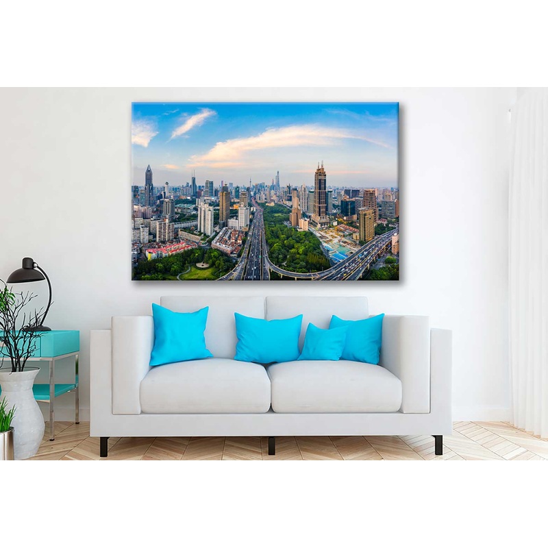 Bella Home Shanghai Skyline View in China Print Canvas Ready to hang