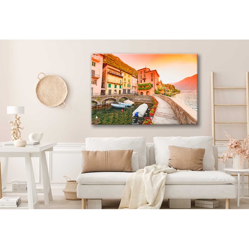 Bella Home Small Italian Town With Epic Sky Print Canvas Ready to hang