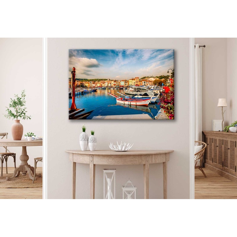 Bella Home View of Harbour In Cassis Resort town Print Canvas Ready to hang