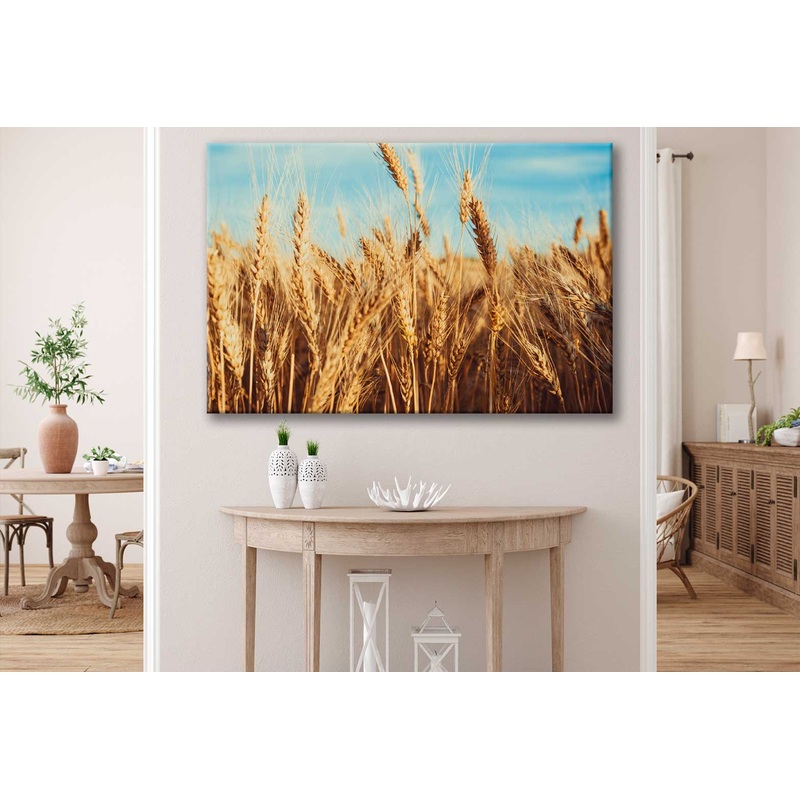 Bella Home Wheat Field & Sunset Landscape  Print Canvas Ready to hang