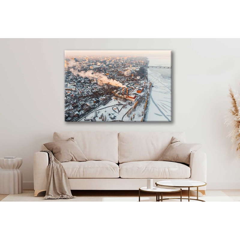Bella Home Winter Cityscape With Power Station Print Canvas Ready to hang
