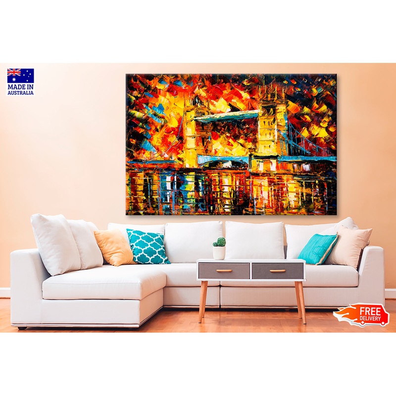 London Bridge, United Kingdom Colorful Oil Painting Wall Art Limited Edition High Quality Print