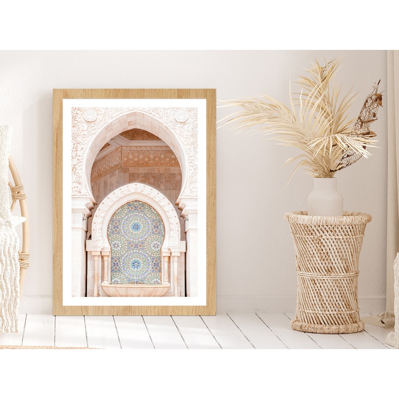 Mosque of Hassan Morocco Photograph Glass Framed Wall Art, Ready to Hang Quality Print