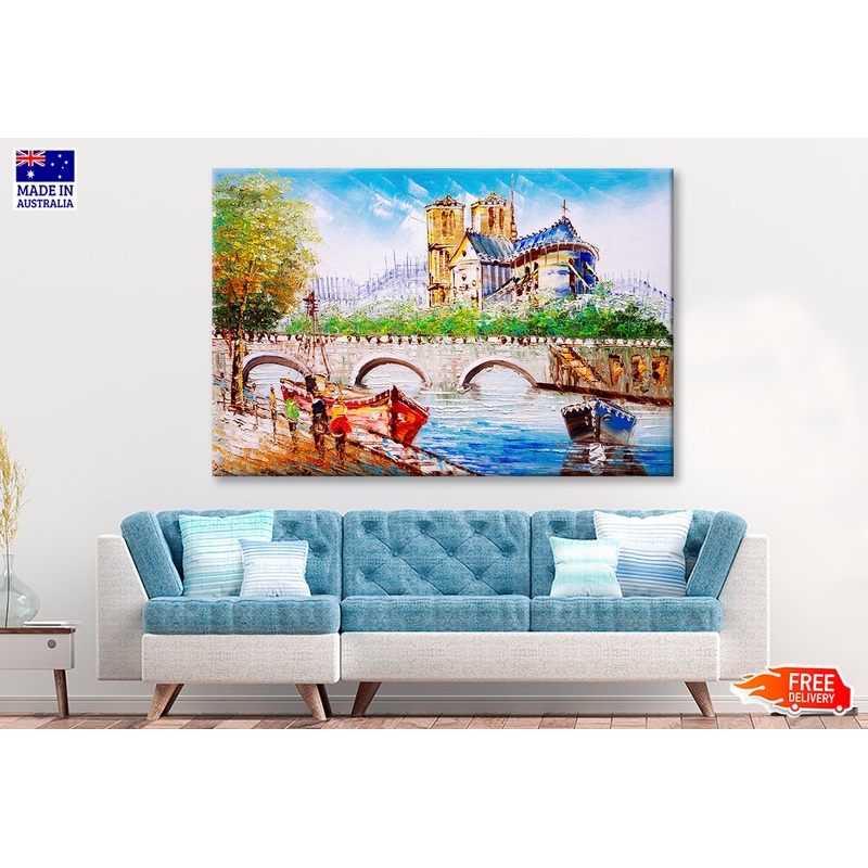 Notre-Dame de Bridge in Paris Oil Painting Wall Art Limited Edition High Quality Print