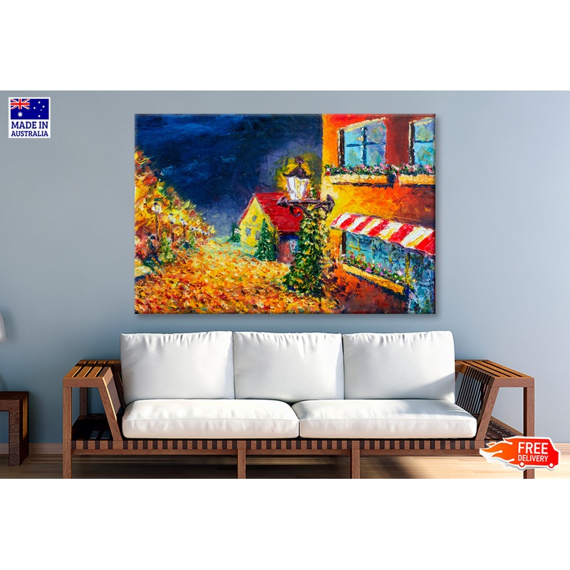 Old Small Town With Small Beautiful Houses Oil Painting Wall Art Limited Edition High Quality Print