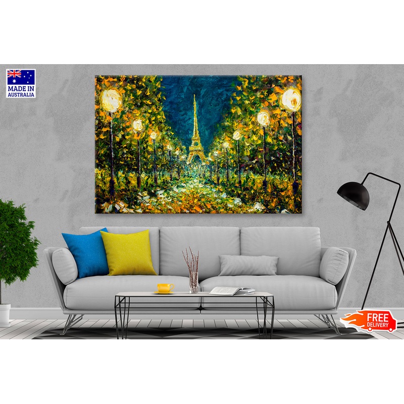 Paris European Night City Landscape & Eiffel Tower Oil Painting Limited Edition High Quality Print