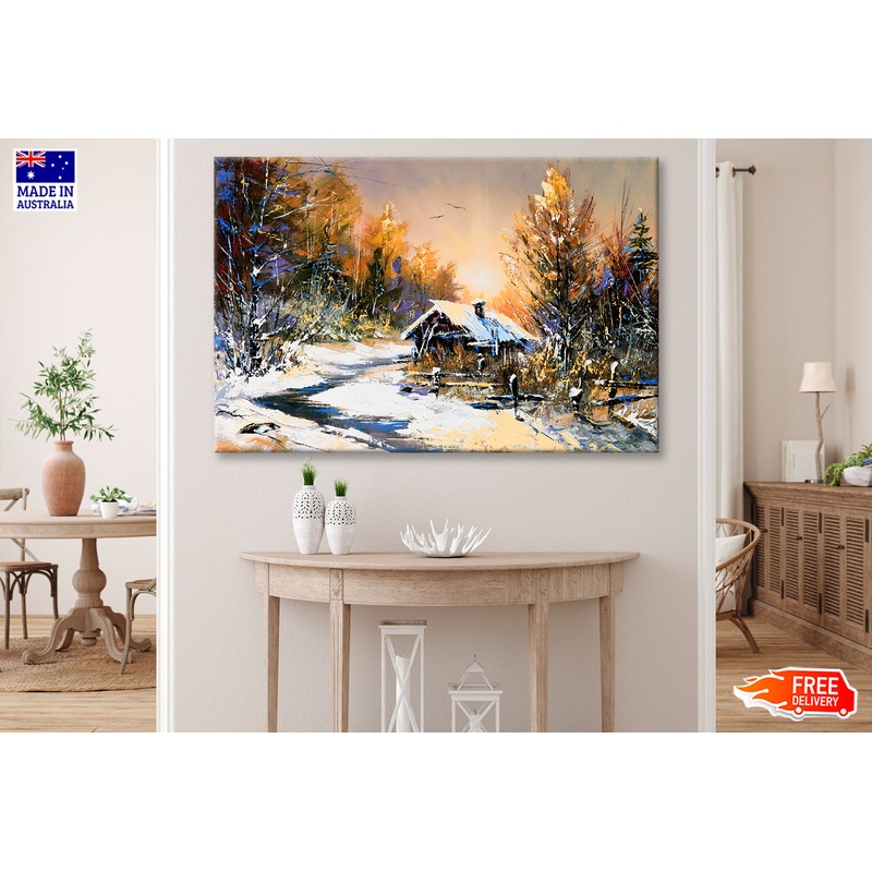 Rural Winter Landscape Autumn Painting Wall Art Limited Edition High Quality Print
