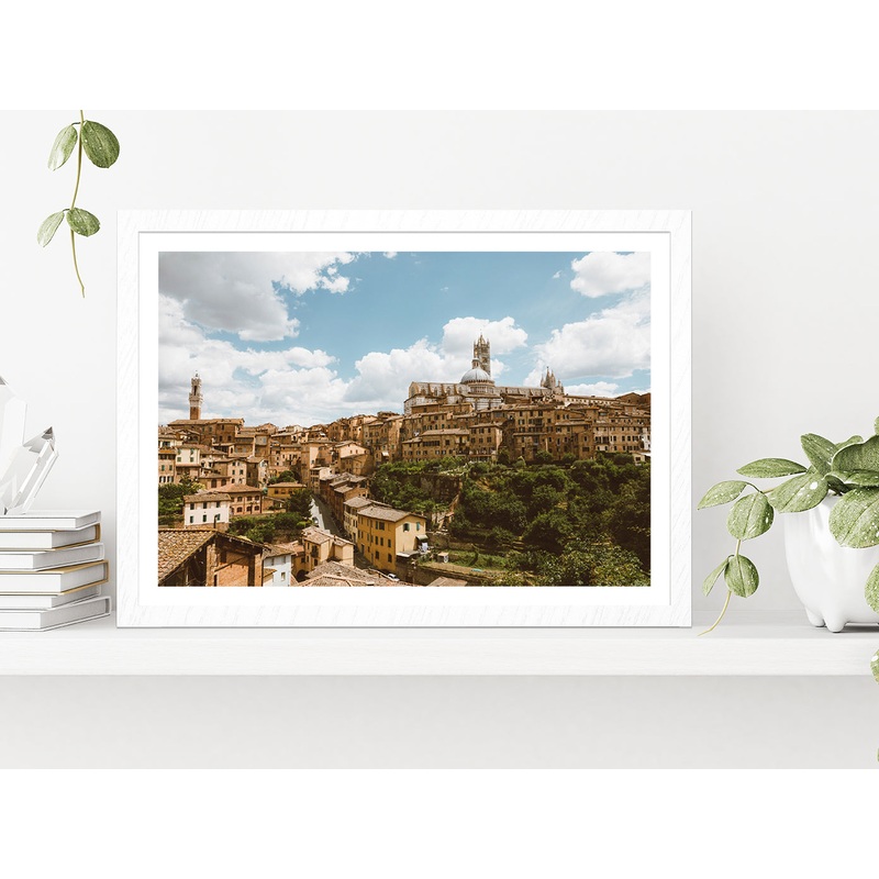 Siena City With Historic Buildings Glass Framed Wall Art, Ready to Hang Quality Print