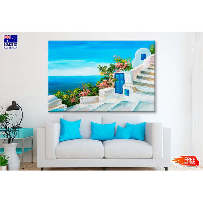 Summer Seascape Colorful Flowers Oil Painting Limited Edition High Quality Print