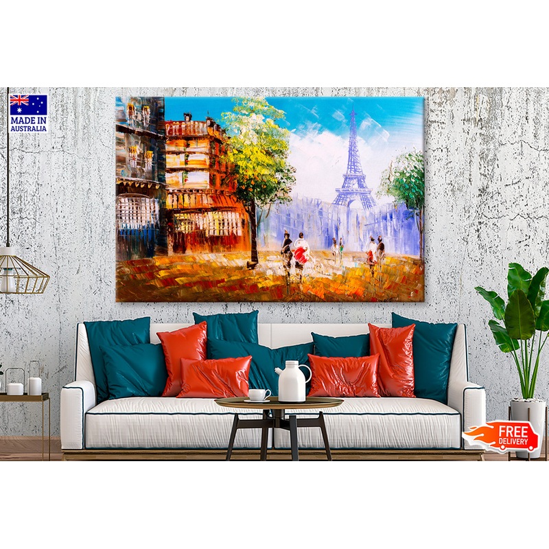 Trees in Street of Paris with People Oil Painting Wall Art Limited Edition High Quality Print