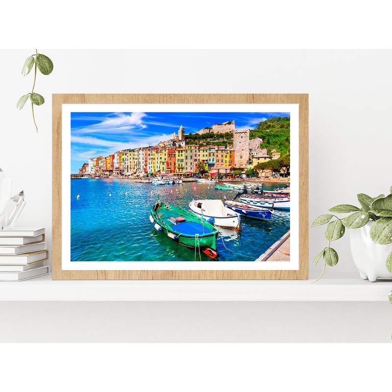 Villages Of Cinque Terre Glass Framed Wall Art, Ready to Hang Quality Print