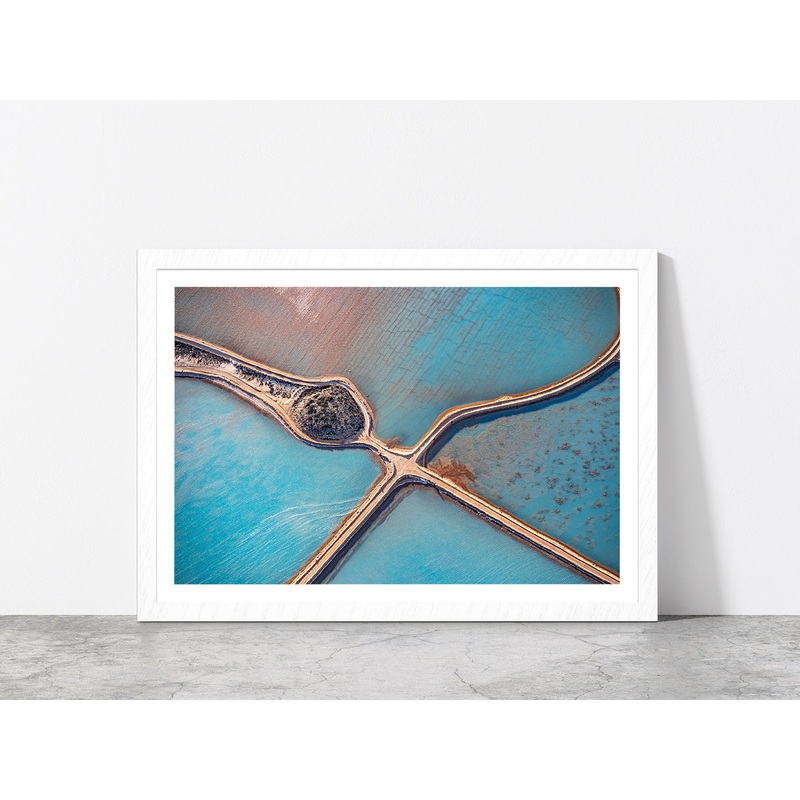 Aerial Of Salt Works Australia Glass Framed Wall Art, Ready to Hang Quality Print