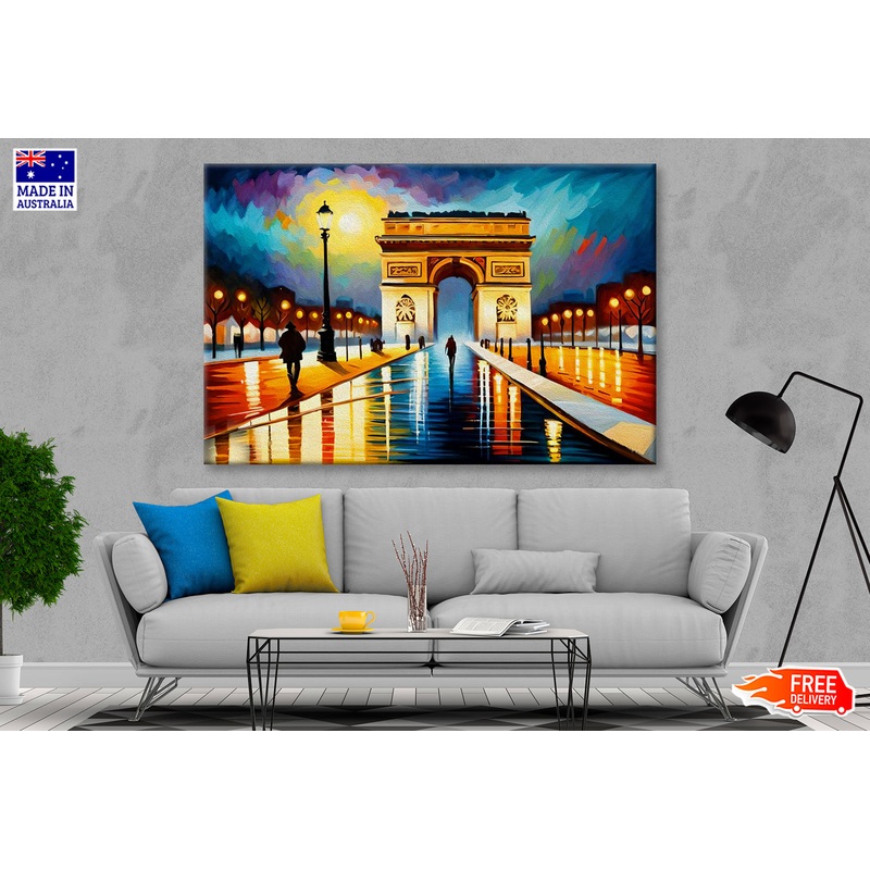 Arc de Triomphe Paris Night Sky Oil Painting Wall Art Limited Edition High Quality Print