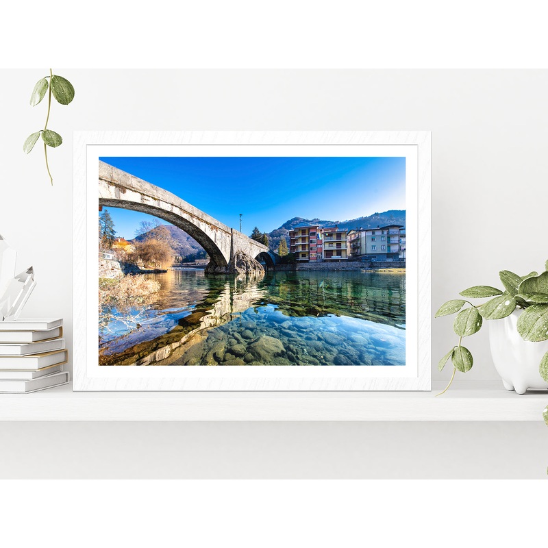 Brembo River In Brembana Valley Glass Framed Wall Art, Ready to Hang Quality Print