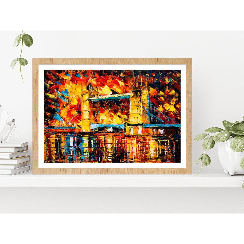London Bridge, United Kingdom Colorful Glass Framed Wall Art, Ready to Hang Quality Print