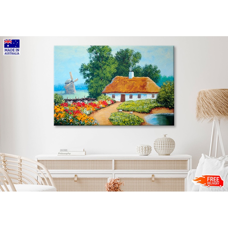 Nature, Old Village, House Oil Painting Wall Art Limited Edition High Quality Print