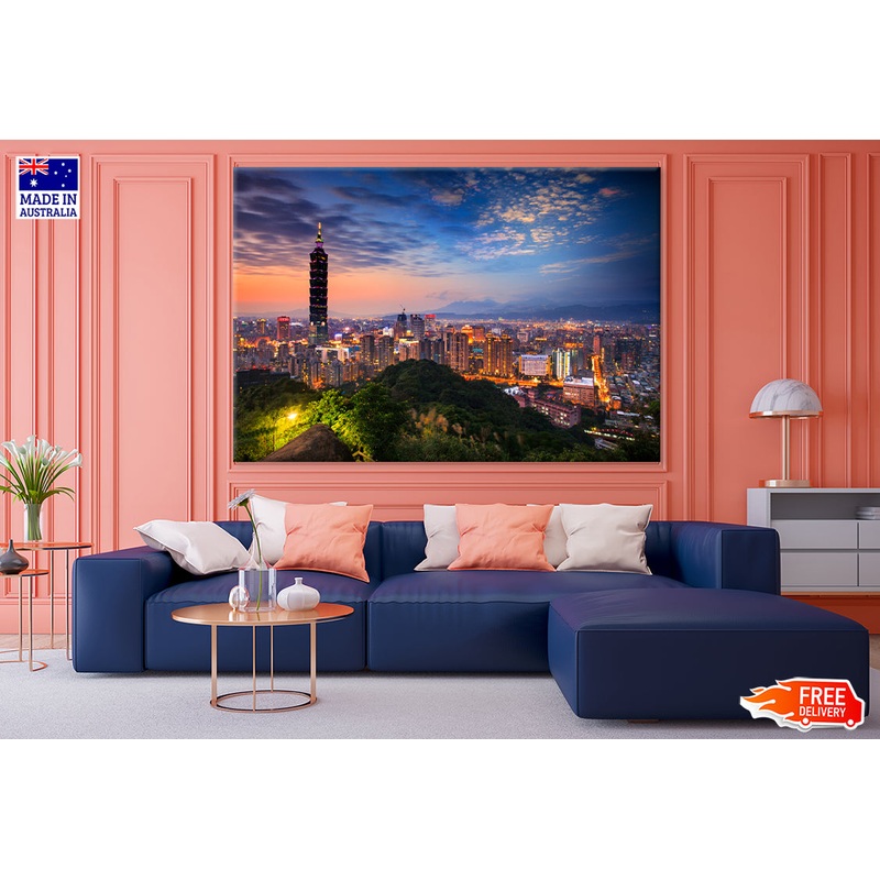 Night view of taipei Taiwan Print 100% Australian Made