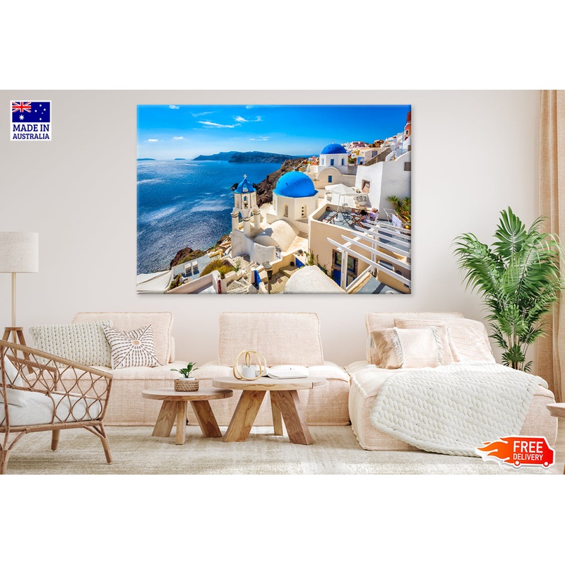 Santorini dome churches Greece Print 100% Australian Made