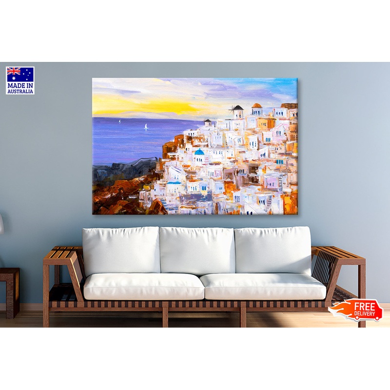 Santorini, Greece Oil Painting Wall Art Limited Edition High Quality Print