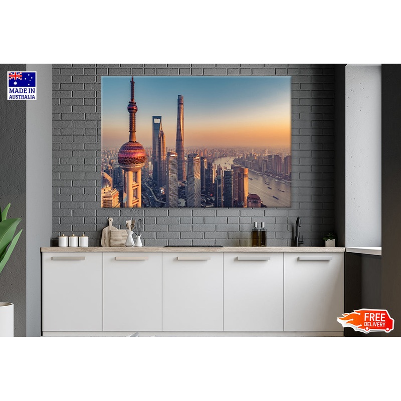 Shanghai Skyline Print 100% Australian Made