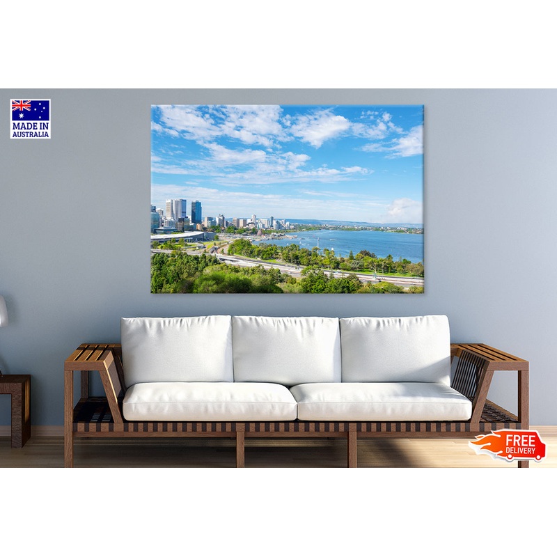Skyline of Perth city central Print 100% Australian Made