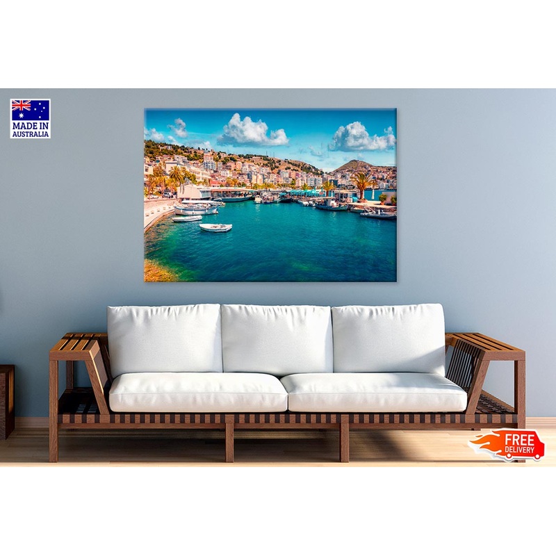 Spring Cityscape Of Saranda Port Print 100% Australian Made
