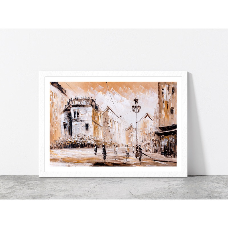 Street View Of Paris Glass Framed Wall Art, Ready to Hang Quality Print