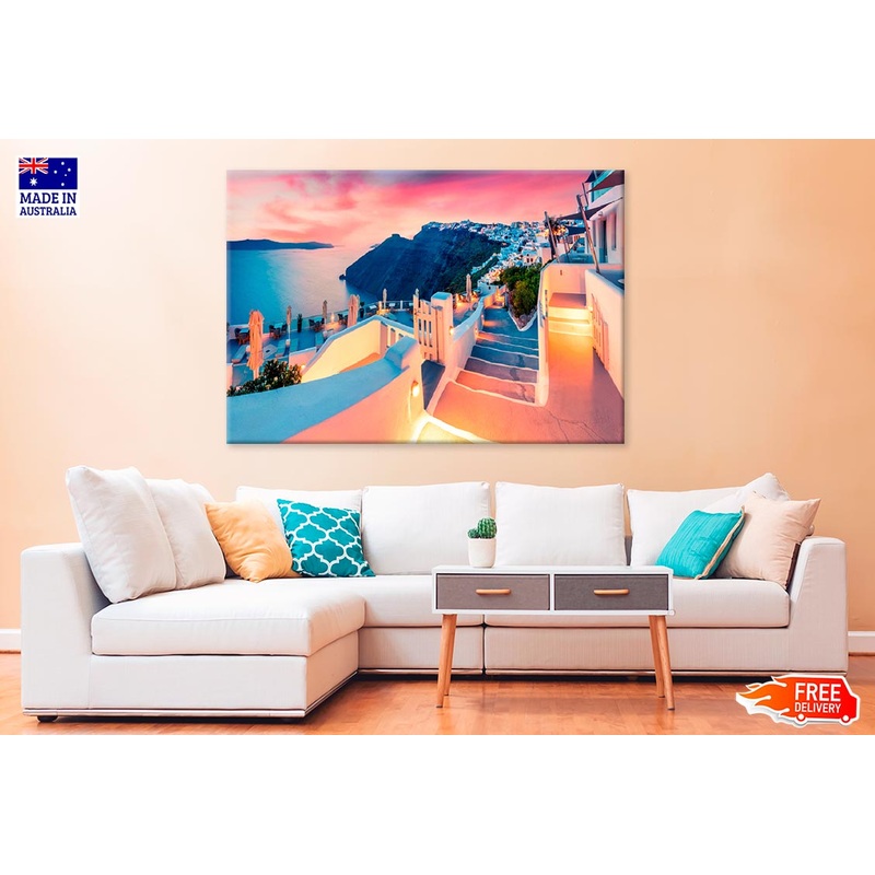 Sunset On Famous Greek Resort Print 100% Australian Made