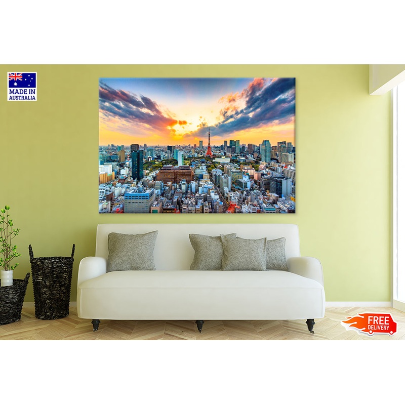 Sunset view at Tokyo city Japan Print 100% Australian Made