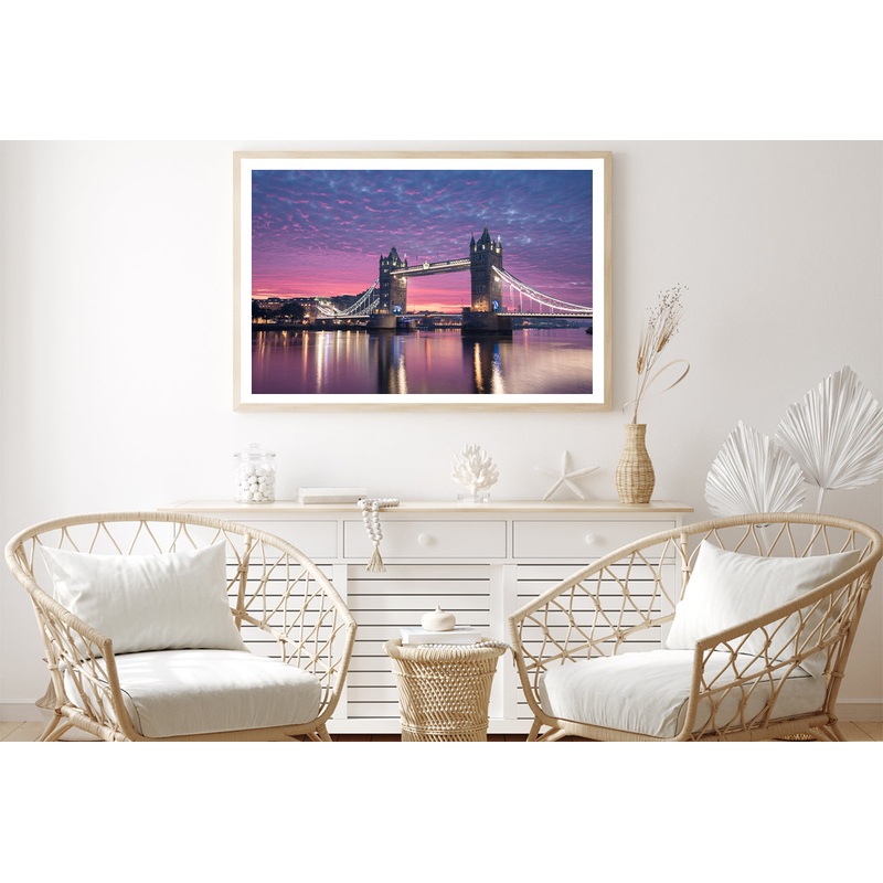 Beautiful Pink Sky with Bridge Home Decor Premium Quality Poster Print Choose Your Sizes