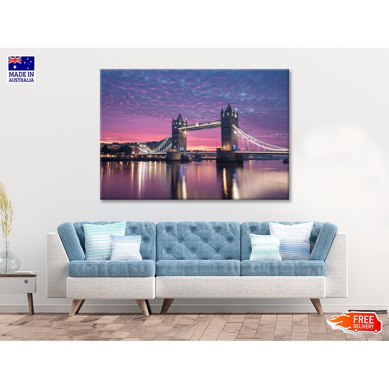 Beautiful Pink Sky with Bridge Print 100% Australian Made