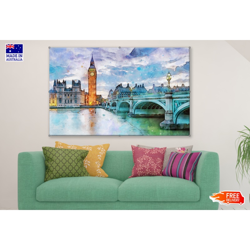 Big Ben & City Bridge Painting Print 100% Australian Made
