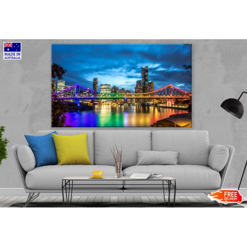 Brisbane Rainbow Sky Cityscape Photograph Print 100% Australian Made