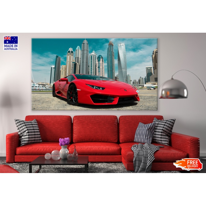 Lamborghini & Dubai City Photograph Print 100% Australian Made