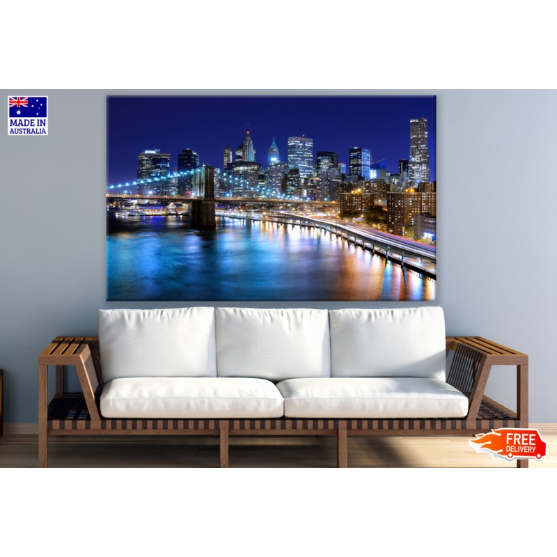 NewYork City Night View Bridge Photograph Print 100% Australian Made