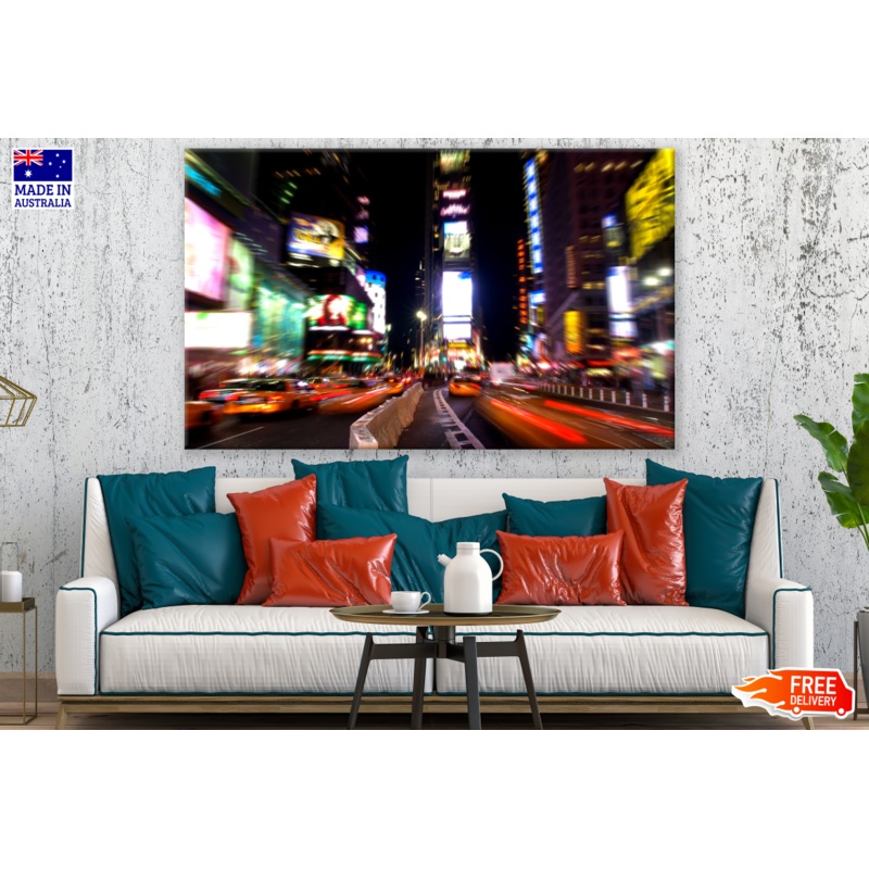 Night view of Times Square New York City Blurry Vision Photograph Print 100% Australian Made